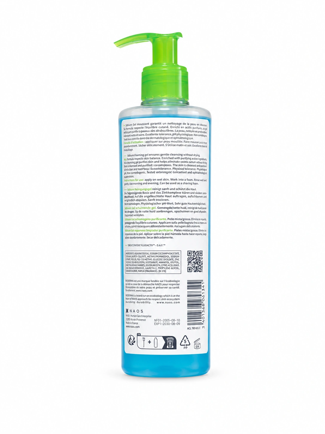 ژل شستشوی بایودرما سبیوم Bioderma Sébium Gel Moussant حجم 200 میل